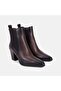 Women's Tan Pointed Toe Thick Heeled Leather Chelsea Boots
