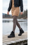 Women's Leather-Look Lace-Up Thick Sole Casual Boots - 7