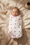 Red Patterned Cotton Muslin Baby Blanket with Piping and Embroidered Edges 90*90 cm - 5
