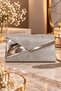 Women's Silvery Broken Glass Patterned Evening Dress Bag with Mirror Detail and Chain Strap