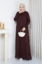 Women's Mercerized Knitwear Dress with Silk Kupra Detail on the Sides - 4