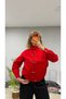 Women's Short Jacket with Stand Collar, Metal Buckle, Pockets, Oversized Bomber Coat - 5
