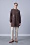 Sequined Leaf Embroidered Tunic Brown 10816