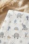 Blue Elephant Patterned Cotton Muslin Baby Blanket with Piping and Embroidered Edges 90*90 cm - 5
