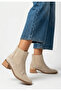 Gena Premium Beige Suede Thick Heeled Women's Chelsea Boots