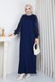 Women's Mercerized Knitwear Dress with Silk Kupra Detail on the Sleeves - 8