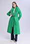 Women's Plush Collar Leather Look Long Coat - 4