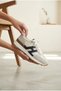 Women's Suede Detailed Retro Sneaker Lightweight Sole Lace-Up Comfortable Walking and Running Sports Shoes Daily Casual Sneaker - 3