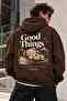 Oversize Hoodie Unisex Hooded Sweatshirt with Back Print Teddy Bear - 4