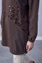 Sequined Leaf Embroidered Tunic Brown 10816 - 2