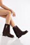 Matte Leather Women's Boots with Metal Accessories - 3