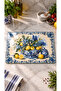 Glass Cutting Board - Glass Cutting Table |   Blue Tile Plate with Lemon Pattern | 20cm X 30cm