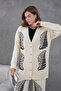Women's Embroidered Long Cardigan Wide-Leg Pants Knitwear Set - 5