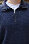 Navy Blue Polo Collar Half Zipper Knitted Men's Sweater E7201 - 4