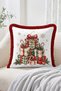 Christmas Flower, Gift Wrap and Stocking Motifs 4-Piece Fringed-Tasseled Throw Pillow Cover Set - 5