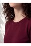 Two Mt Shop Quality Lcw Petite Burgundy Combed Cotton Plain Loose & Flowy Long Sleeve Women's T-Shirt - 2
