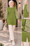 New Season Women's Polyamide Yarn Leopard Sleeve Patterned Long Knit Tunic - 3