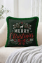 Merry Christmas Written Deer Figured Plaid and Pine Tree Patterned 4-Piece Fringed-Tasseled Throw Pillow Cover - 4