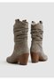 26K-001-17300 Genuine Leather Zippered Zipper Detail 8cm Thick Heel Western Boots for Women - 5