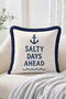 Sea-Themed Sailing Dog and Salty Days Ahead Patterned Decorative 4-Piece Fringed-Tasseled Throw Pillow Cover - 3