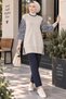 New Season Women's Polyamide Yarn Leopard Sleeve Patterned Long Knit Tunic - 3