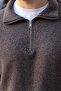 Brown Polo Collar Half Zipper Knitted Men's Sweater E7201 - 4