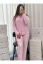 Women's Patterned 4-Piece Buttoned Long Sleeve Thermosoft Pajama Set with Bra - 7