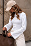 Women's White Side Gathered Detailed Waist-Fitted Blouse - 2