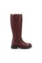 Zri̇nx-312 Premium Burgundy Zippered Daily Women's Boots with Buckle Accessories - 3