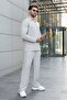 Gray Polo Collar Jacquard Relaxed Fit Men's Tracksuit Set E7379