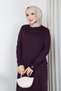 Women's Mercerized Knitwear Dress with Silk Kupra Detail on the Sides - 7