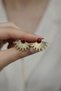 Yellow Color Burgundy Stone Detailed Sunbeam Patterned Bijouterie Earrings - 4
