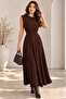 Zigzag Patterned Cardigan Detailed Pleated Maxi Dress Set - 6