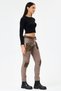 Women's Mink Italian Leopard Pattern Pockets Stoned Velvet Trousers Size 38 - 42 - 3