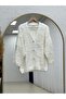 Vesile Bearded V-Neck Soft Cardigan-Kr5043 Ecru - 2