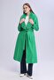 Women's Plush Collar Leather Look Long Coat - 6