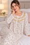 100% Cotton Long Sleeve Floral Patterned Oversized Women'S-Mother's Nightgown - 2