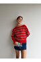 Off shoulder striped knit sweater