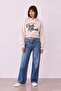 Embroidery Detailed Sweatshirt Beige Melange - 2