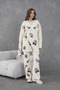 Women's Bead Embroidered Knitwear Cardigan Wide Leg Pants Two-Piece Set - 2