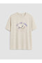 Özmarka New Season Beige Crew Neck Printed Women's Pajama Set - 2