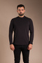 Men's Black Half-Neck Soft Sweatshirt - 4