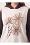 Women's Plus Size Hooded Sweatshirt Embossed Printed Floral Pattern Brown - 2