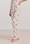 Women's Ecru Teddy Bear and Heart Patterned V-Neck Long Sleeve Cotton Pajama Set - 2