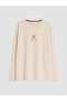 Vizyon New Season Beige Crew Neck Printed Women's Pajama Set - 6