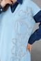 Women's Embroidered Shirt Collar Denim Long Sleeve Knitwear Dress - 7