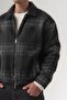 Checkwool Plaid Patterned Zippered Wool Cashmere Men's Coat - 2