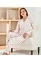 Women's Long Sleeve Front Buttoned'Kiss' Kiss Pattern 100% Cotton Ribbed Pajama Set - 2
