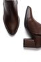 Women's Brown Winter Pointed Toe Thick Heeled Side Zipper Long Below-Knee Boots 7 cm Heel Kuna - 7