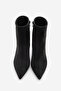 Women's Pointed Toe Zippered Suede Look Thin Heeled Boots Vesron Black Suede - 7